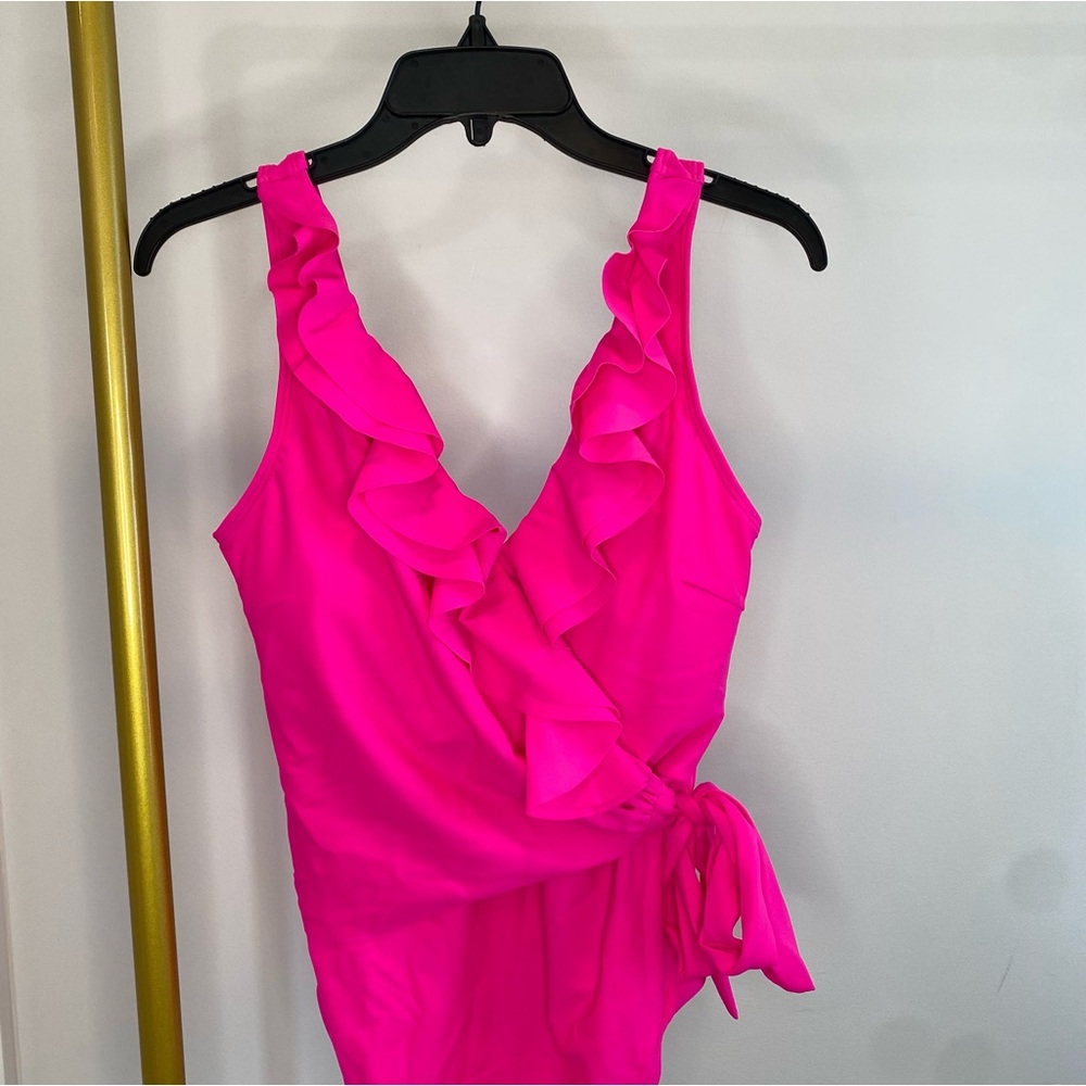 Pink Ruffled One-Piece Swimsuit - Picture 3 of 9